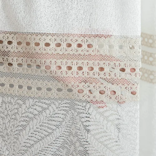 Miniatura 6 de VOGOL Cortinas transparentes con patrón de hojas bordadas, paneles de ventana blancos con ribete de encaje para sala de estar y dormitorio, cortinas