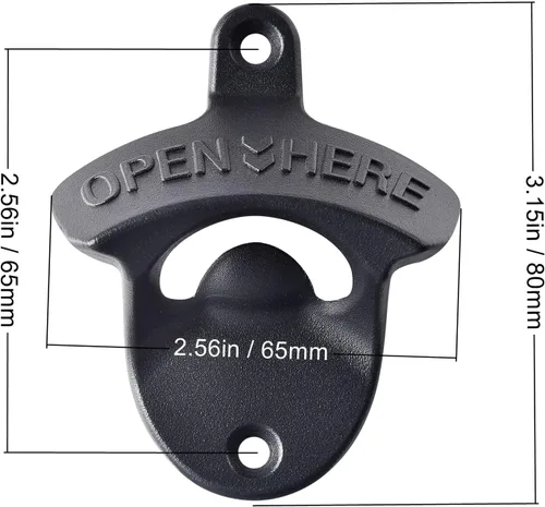 Miniatura 5 de Abrebotellas negro Abrebotellas montado en la pared con tapa colector cubo inoxidable montado para mesa de poste