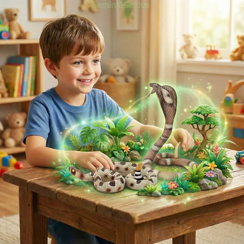 Miniatura 2 de Gemini&Genius Juguete de figura King Cobra, juguetes de animales de safari, figuras de acción de serpiente falsas, juguete de serpiente aterradora