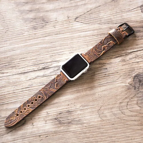 Miniatura 2 de Correas de reloj de cuero con nombre personalizado compatibles con Apple Watch de 1.575 pulgadas, 1.614 pulgadas, 1.496 pulgadas, 1.654 pulgadas