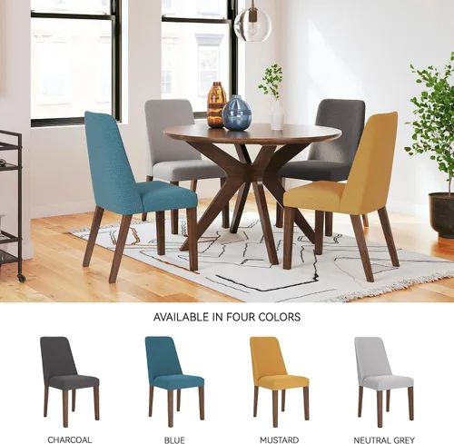 Miniatura 6 de Signature Design by Ashley Lyncott Silla auxiliar tapizada contemporánea para comedor con cojín de espuma, 2 unidades, azul y marrón