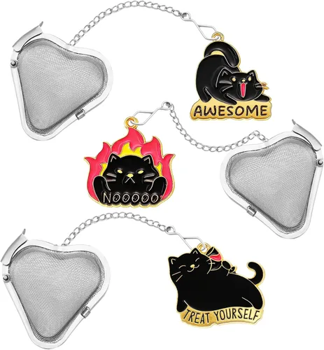 Miniatura 6 de 2 piezas de té de hojas sueltas más empinadas, lindo colador de té, infusor de té en forma de corazón de acero inoxidable, bola de té para regalos