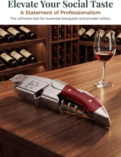 Miniatura 4 de Sacacorchos profesional para camareros - Juego de 3 llaves de vino para camareros, con mango largo de palisandro mango de acero inoxidable, abridor
