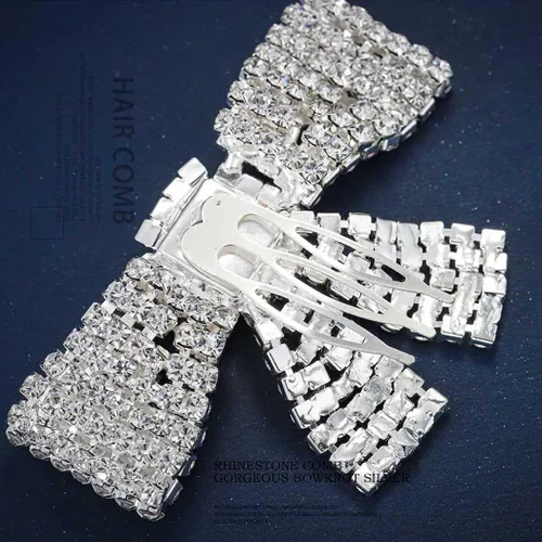 Miniatura 4 de Pinzas para el cabello con lazo de cristal, peine y pasador, joyería para el cabello con diamantes de imitación para boda, novia, accesorios