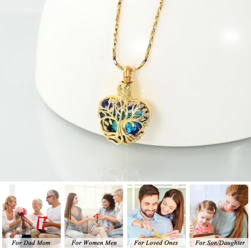Miniatura 90 de Imrsanl Collar de urna de árbol de la vida con forma de corazón, joyería de cremación para hombres y mujeres, recuerdo, joyería conmemorativa