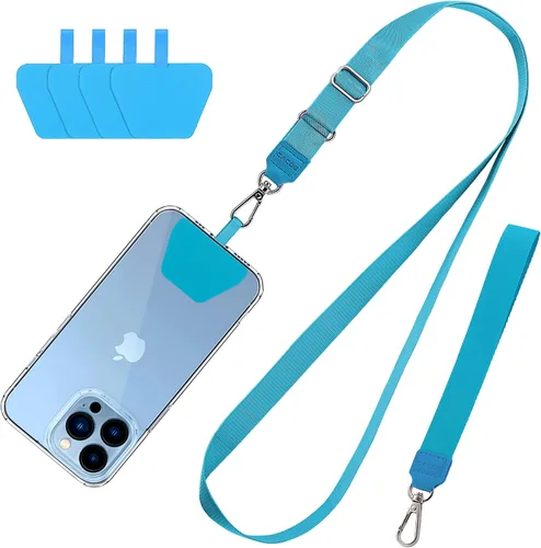 Miniatura 13 de CACOE Cordón para teléfono, 2 unidades, 1 correa ajustable para el cuello, 1 correa de muñeca, 2 almohadillas, cordón universal multifuncional