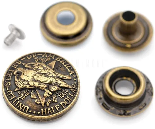 Miniatura 12 de CRAFTMEMORE 2 juegos de moneda india de 1-1/8 pulgadas, cierre a presión, broche de presión, monedero decorativo, botón de cierre de bricolaje