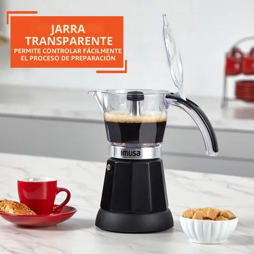 Miniatura 4 de Imusa - Máquina eléctrica para hacer espresso de 6 o 3 tazas, color negro, para café cubano, moka y bebidas de espresso