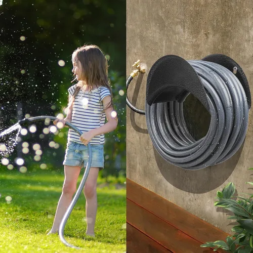 Miniatura 4 de GARTOL Soporte de manguera de jardín resistente para montaje en pared, colgador de manguera de acero de alto carbono para patio exterior, a prueba