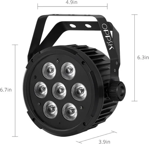 Miniatura 7 de Par de luz LED para escenario: 70 W RGBWA 5 en 1 LED par puede activar por sonido múltiples modos por control remoto y control DMX para eventos