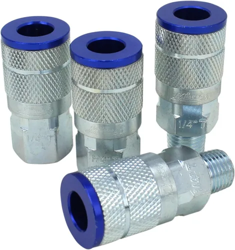 Miniatura 6 de Milton Kit acoplador y enchufe - (T-Estilo, Azul) - 1/4" NPT, (14-Piezas) - S-314TKIT