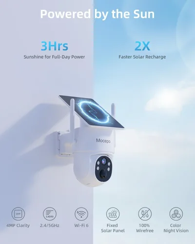 Miniatura 2 de Cámara solar inalámbrica para exteriores 5G y 2.4G, 4MP 360° PTZ Cámaras inalámbricas para seguridad del hogar, cámara al aire libre con visión