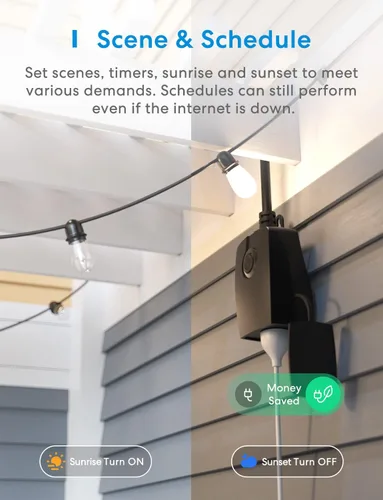 Miniatura 5 de meross Enchufe de atenuación para exteriores, enchufe inteligente para exteriores compatible con Apple HomeKit, Alexa, Google Home, atenuador