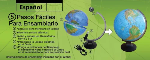 Miniatura 4 de Replogle Globo iluminado del océano azul (12"/30cm de diámetro) fácil de montar