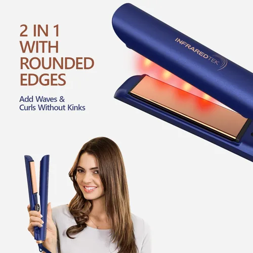 Miniatura 4 de Plancha plana de titanio MIRACOMB Plancha alisadora profesional con luz infrarroja para estilos rectos y suaves, herramienta de peinado 2 en 1