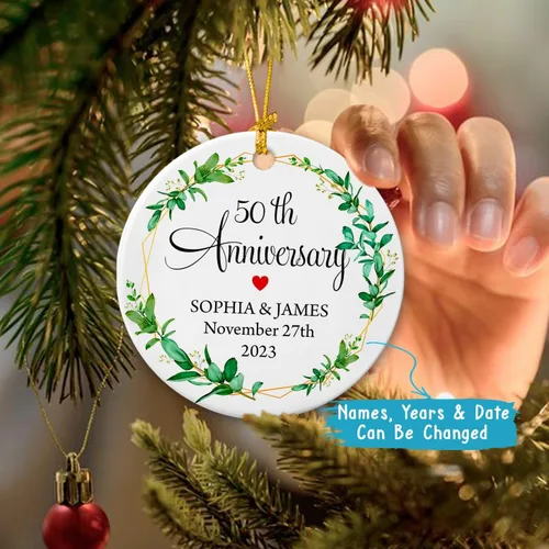 Miniatura 2 de Adorno de 50 aniversario de boda, adornos personalizados de feliz aniversario, regalo para mamá, papá, abuelos, 50 años como Mr & Mrs 2026, adorno