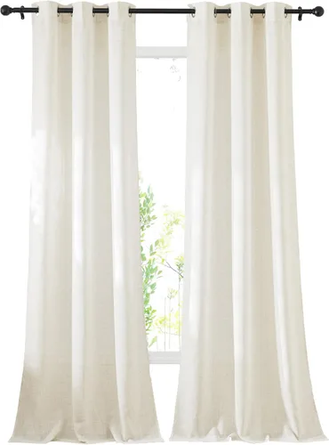 Miniatura 122 de NICETOWN Cortinas de lino traslúcidas con textura de lino de 84 pulgadas de largo, con ojales semitraslúcidos, tratamientos de ventana, privacidad