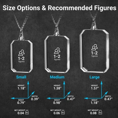 Miniatura 5 de ArtPix 3D - Accesorios de cristal grabado a láser personalizables, collar con dije rectangular, regalos personalizables, ideales para cualquier
