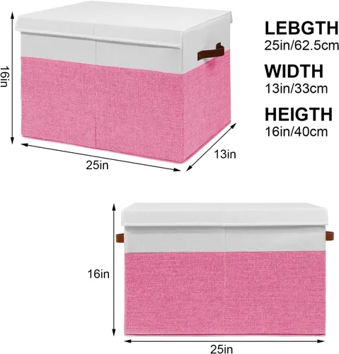 Miniatura 3 de Gowee Caja grande de juguetes con tapa, caja de almacenamiento de juguetes resistente, cesta organizadora con divisores para niños pequeños, niños