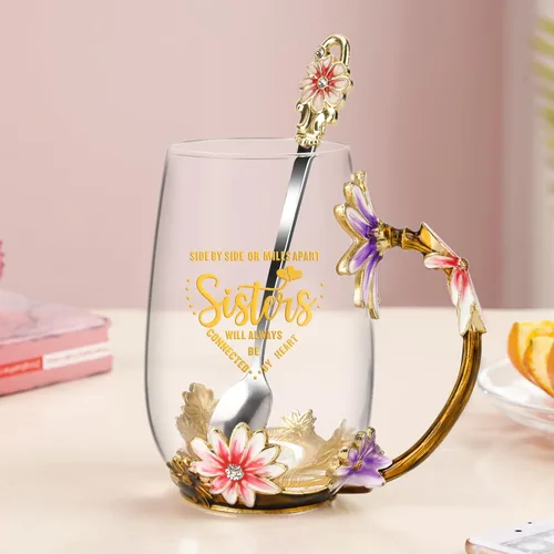 Miniatura 7 de OEAGO Regalos de hermana para hermanas para mujeres, elegante taza de té, regalos únicos de Navidad y cumpleaños para hermana, pequeña, grande