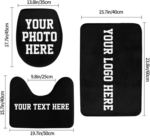 Miniatura 2 de Juego de 3 alfombras de baño personalizadas, diseño de tu foto, logotipo, texto, antideslizante, juego de alfombras de baño de 24 x 16 pulgadas