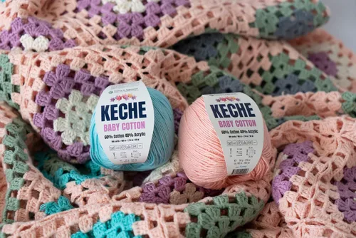 Miniatura 6 de Keche Hilo de algodón, 60% algodón, 40% hilo acrílico, hilo de algodón suave para crochet y tejer, hilo amigurumi, 1 madeja/bola, 1.76 onzas (50g)