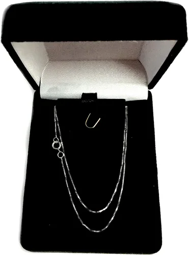 Miniatura 4 de Jewelry Affairs Collar de cadena estilo caja de oro macizo real de 14 quilates, 0.018 in