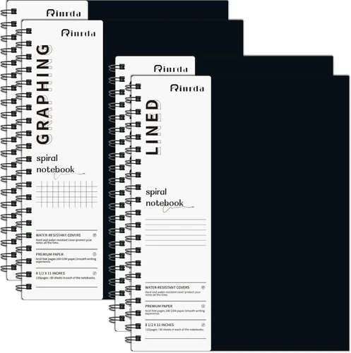 Miniatura 12 de Cuaderno de puntos en espiral de 8.5" x 11" - Paquete de 4 cuadernos de cuadrícula punteada de tapa dura, cuaderno de 120 páginas con papel punteado