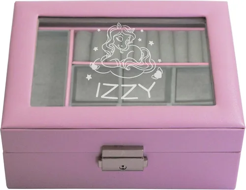 Miniatura 5 de My Personal Memories Joyero personalizado para niñas, grabado personalizado con nombre y bailarina, sirena, unicornio y más (rosa)