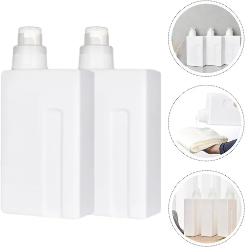 Miniatura 7 de Zerodeko Paquete de 2 botellas de lavandería recargables de 33 onzas a prueba de fugas, recipientes de detergente vacíos con tapas para el hogar