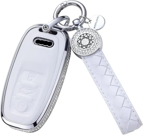 Miniatura 7 de Compatible con Funda para Llavero Audi con Llavero de Cuero Genuino Cristal Protección Completa Carcasa de Llave Compatible con Audi A4 Q7 Q5 TT A3