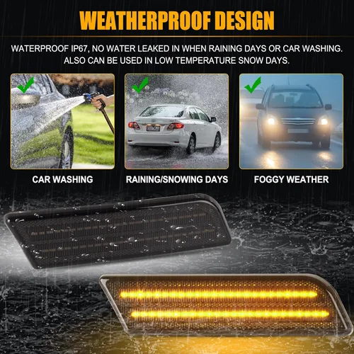 Miniatura 6 de Gempro Luces de Marcador Lateral LED para Ford Transit Connect 2010-2013 Ámbar Refledores de Parachoques Delantero Lámparas Lente Ahumada, 2 Piezas