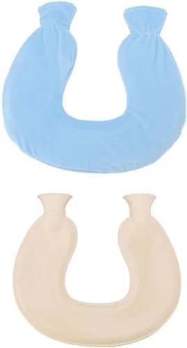 ZJchao Bolsa de agua caliente, en forma de U, alivio del dolor de cuello y hombros, almohada de terapia de calor con funda de vellón, compresa fría