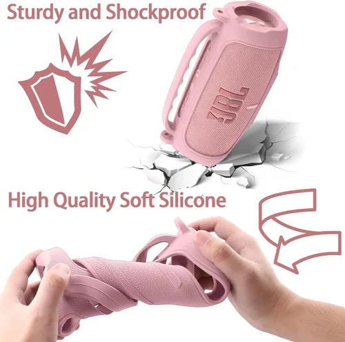 Miniatura 6 de Funda de silicona compatible con JBL Charge 5 Altavoz Bluetooth portátil impermeable (Cubierta de silicona rosa)