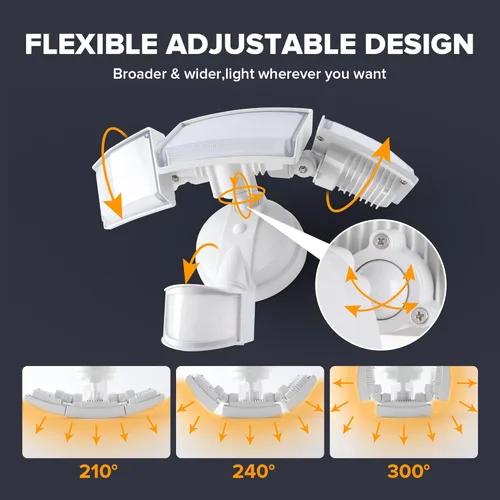Miniatura 8 de UME Luces de Seguridad LED de 49W 5500LM con Sensor de Movimiento para Exteriores, 5000K Luz de Día, IP65 Resistente al Agua, del Atardecer al