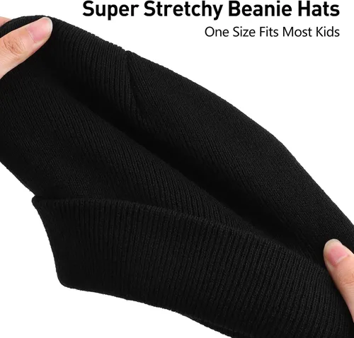 Miniatura 4 de TODDOR Paquete de 4 gorros de invierno para niños gorros de punto acrílicos para clima frío cálido para niños o niñas