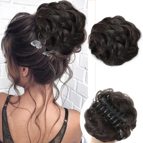 Miniatura 24 de Extensiones de cabello con moño desordenado, superlargas, estilo recogido, recogido, con banda elástica, para mujeres y niñas (12H24)