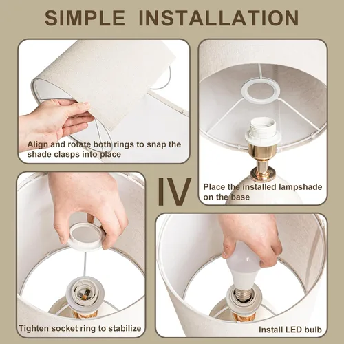 Miniatura 9 de Dawnwake Juego de 2 lámparas de mesa de 18.5 pulgadas para sala de estar, dormitorio, lámparas de noche para mesitas de noche, lámparas modernas