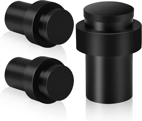Miniatura 12 de KOLAKO Topes de puerta, topes de puerta de piso, (2 pulgadas) negro mate moderno resistente sólido pequeño cilíndrico parachoques de goma, acero