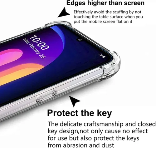 Miniatura 7 de Osophter Funda para LG V60 ThinQ, funda para LG V60, transparente, esquinas reforzadas de poliuretano termoplástico (TPU), absorción de golpes