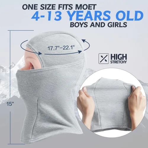 Miniatura 5 de Pasamontañas para niños, gorro de invierno, calentador facial para clima frío, máscara de esquí para niños y niñas