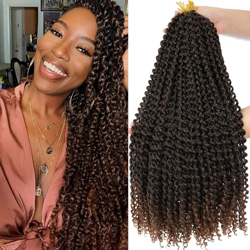 Miniatura 40 de Dansama - 7 paquetes de extensiones de cabello trenzado ondulado Passion Twist, extensiones de cabello de trenzas con ganchillo estilo mariposa, #1B