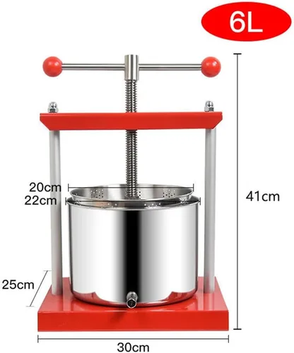 Miniatura 7 de Prensa manual de frutas de acero inoxidable de 6 litros, exprimidor fácil de limpiar para exprimir sidra, verduras, limones, extractor de jugo
