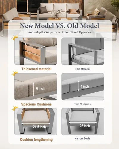 Miniatura 3 de ZANDOR Muebles de Exterior de Aluminio - 1 Pieza Sofá de Dos Plazas, Sofá de Exterior Moderno de Metal Resistente a Todas las Condiciones con Cojín