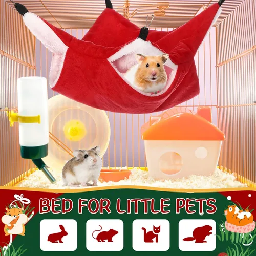 Miniatura 7 de Nuogo Hamaca de ratas para jaula de animales pequeños, hamacas colgantes para hurones para ratas, accesorios de cama de hurón de doble capa