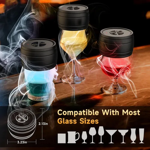Miniatura 5 de Kit de ahumador de whisky eléctrico con mechero incorporado, recargable, kit de ahumador de cócteles al estilo antiguo, bourbon y bebidas con 6