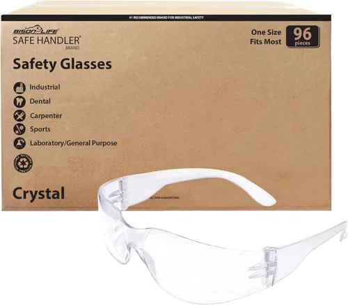 Miniatura 15 de SAFE HANDLER Gafas de seguridad con patillas de color transparente Talla única, para adultos, jóvenes, lentes de policarbonato protector
