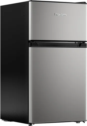 Miniatura 2 de Mini refrigerador de 3.2 pies cúbicos con congelador, ahorro energético, congelador vertical de doble puerta para dormitorio, oficina y dormitorio