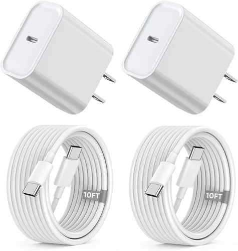 Miniatura 10 de Cargador rápido para iPhone de 10 pies, paquete de 3 unidades extra largo [certificado Apple MFi] Cargador de iPhone de carga rápida USB C a