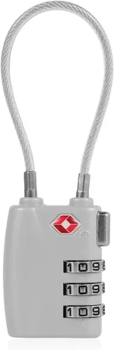 Miniatura 8 de Paquete de 5 cerraduras TSA para equipaje, aprobadas por la TSA, combinación de 3 dígitos, candados de viaje de la TSA, candados de cable Plateado